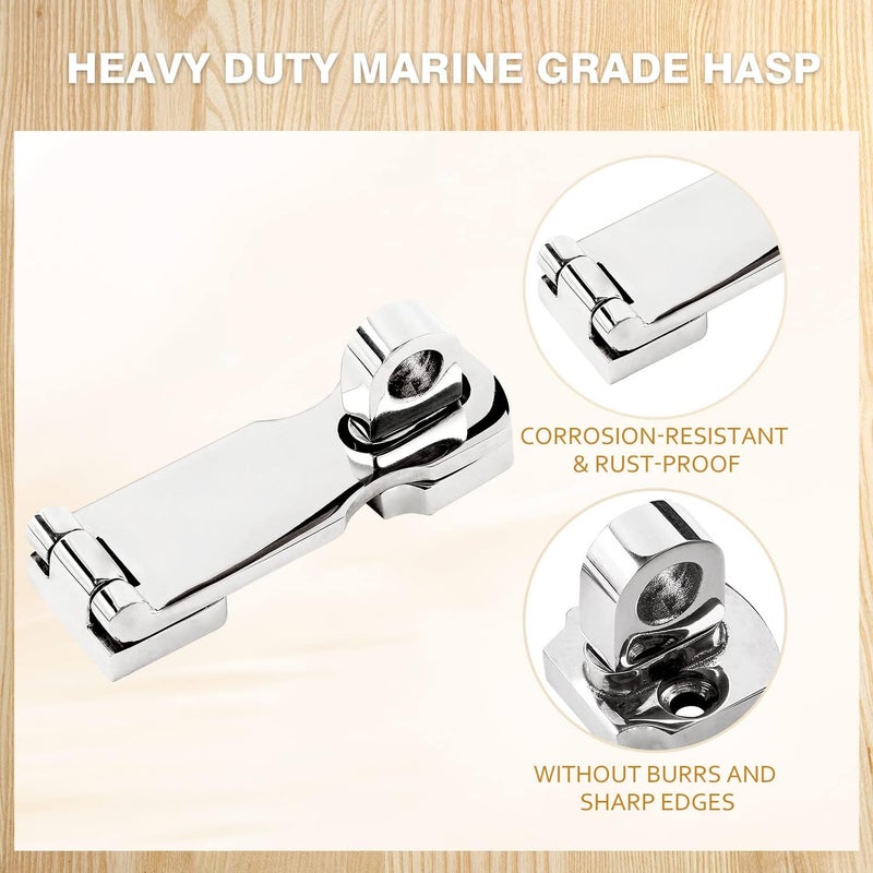 Jamiikury 1 Pcs 3 Inch Marine Grade Door Hasp, 316 Stainless Steel Swivel Safety Hasp, Heavy Duty Door Hasp with Turning Padlock Eye Mount - Image 3